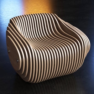 Parametric Armchair A-1 / CNC files for cutting / Low Sit / Bean Wooden Seat / Wooden Office Chair zdjęcie 5