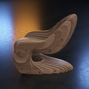 Parametric Armchair A-3 / CNC files for cutting / Bean Wooden Seat / Office Wooden Chair zdjęcie 3