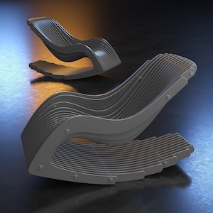 Parametric Rocking Chair A-1 / Cnc Files for Cutting / Confortable Relax Seat / Wooden Resting Armchair / Cnc Laser Cut zdjęcie 6