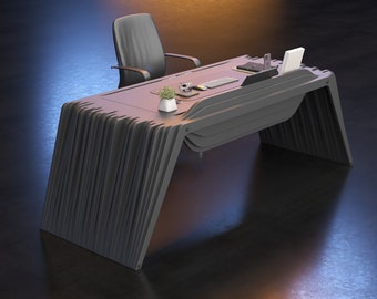 Parametric Reception Desk A-1 / Cnc files for Cutting / Wooden Office Table/ Executive Table / Studio Desk for Influencer