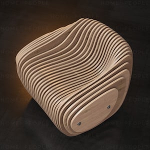 Parametric Armchair A-1 / CNC files for cutting / Low Sit / Bean Wooden Seat / Wooden Office Chair zdjęcie 8