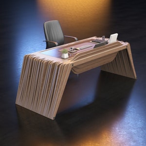 Parametric Reception Desk A-1 / Cnc files for Cutting / Wooden Office Table/ Executive Table / Studio Desk for Influencer image 2