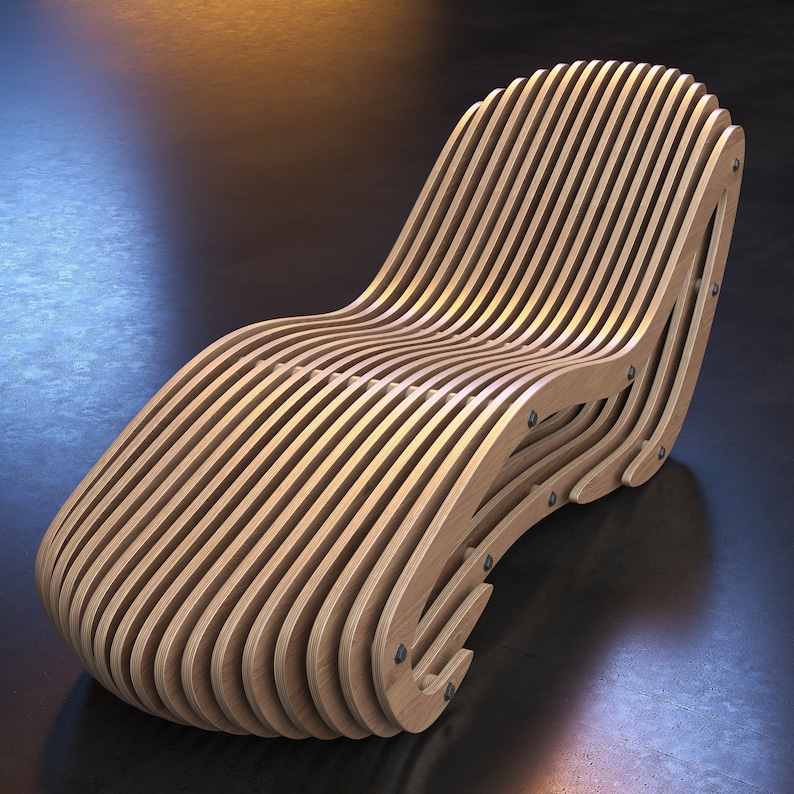 Parametric Lounge Chair A-1 / Cnc Files for Cutting / Pool Chairs / Laser Cut dxf svg plan / Patterns & How To zdjęcie 6