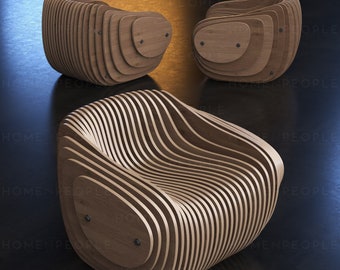 Parametric Armchair  A-1 / CNC files for cutting / Low Sit / Bean Wooden Seat / Wooden Office Chair