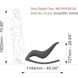 Parametric Rocking Chair A-1 / Cnc Files for Cutting / Confortable Relax Seat / Wooden Resting Armchair / Cnc Laser Cut zdjęcie 2