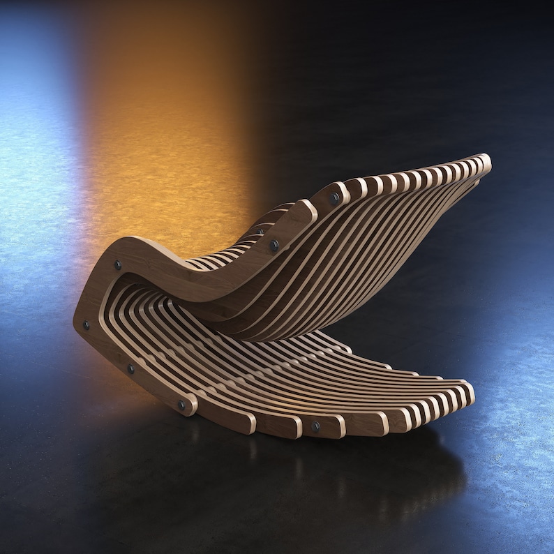 Parametric Rocking Chair A-1 / Cnc Files for Cutting / Confortable Relax Seat / Wooden Resting Armchair / Cnc Laser Cut zdjęcie 4