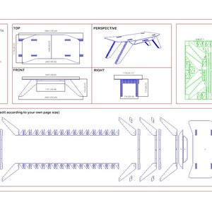 Parametrische receptie A-6 / CNC-bestanden voor snijden / houten kantoortafel / directietafel / multiplex bureau afbeelding 6