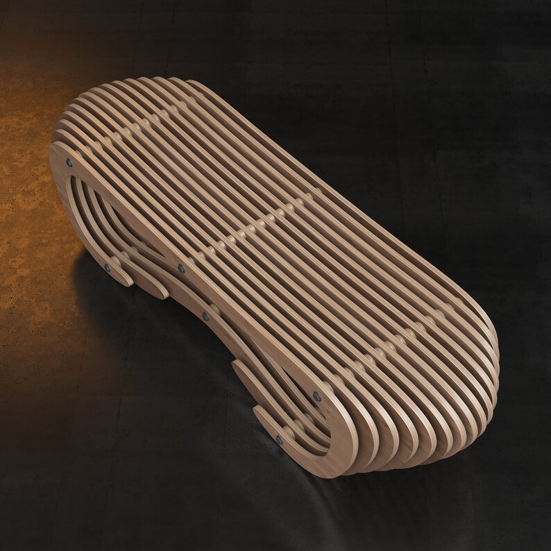 Parametric Bench A-8 / CNC Files for Cutting / Wooden Seat / Office Bench / Waiting Area / Wooden Sculpture for Lobby zdjęcie 4