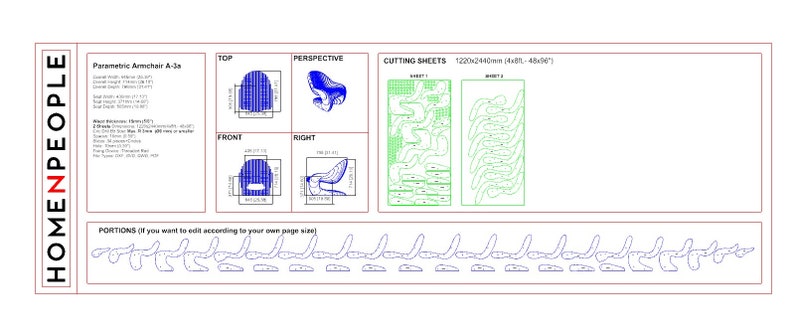 Parametric Armchair A-3 / CNC files for cutting / Bean Wooden Seat / Office Wooden Chair zdjęcie 7