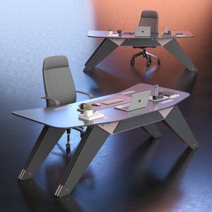 Parametrische receptie A-6 / CNC-bestanden voor snijden / houten kantoortafel / directietafel / multiplex bureau afbeelding 2