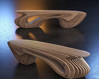 Parametric Bench A-10 / CNC Files for Cutting / Wooden Seat / Office Bench / Waiting Area / Wooden Sculpture for Lobby