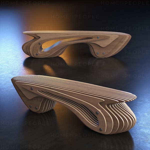 Parametric Bench A-10 / CNC Files for Cutting / Wooden Seat / Office Bench / Waiting Area / Wooden Sculpture for Lobby