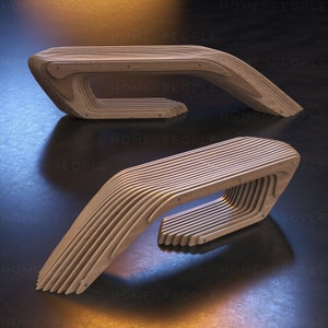 Parametric Bench A-2 /  Cnc Files for cutting / Sculpture Furniture /  Garden Bench / Wooden Seat