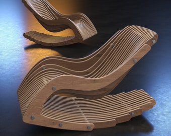 Parametric Rocking Chair A-1 / Cnc Files for Cutting / Confortable Relax Seat / Wooden Resting Armchair / Cnc Laser Cut