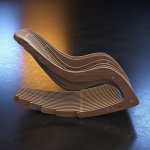 Parametric Rocking Chair A-1 / Cnc Files for Cutting / Confortable Relax Seat / Wooden Resting Armchair / Cnc Laser Cut zdjęcie 3