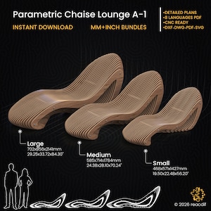 Parametric Chaise Lounge A-1 CNC Files (Digital Download - dxf, svg, pdf)