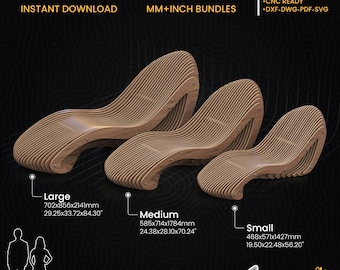 Archivos CNC para la tumbona paramétrica A-1 (descarga digital: dxf, svg, pdf)