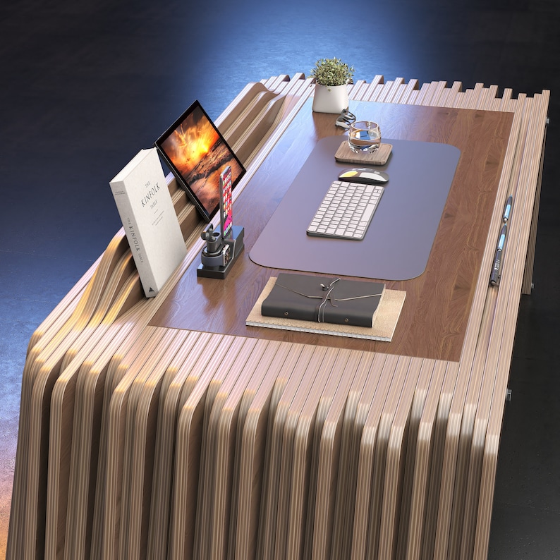 Parametric Reception Desk A-1 / Cnc files for Cutting / Wooden Office Table/ Executive Table / Studio Desk for Influencer image 4