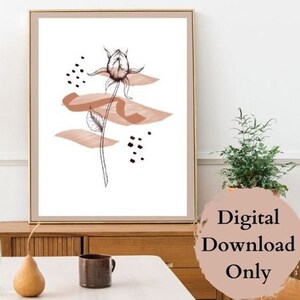 Boho Floral Wall Art Print: Minimalist Geometric Decor (Digital Download)