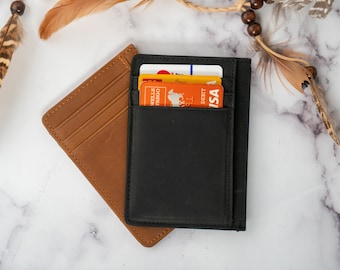 Custom Leather ID Card Holder, Custom Leather ID Wallet, Work Anniversary Gift, Personalized Gifts For Dad, Fathers Day Gift from Daughter