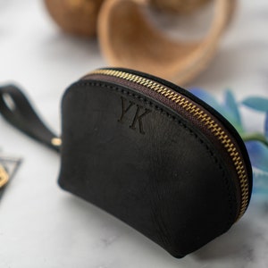 Personalized Small Leather Pouch, Meaningful Mom Gift, Leather Zipper Pouch, Christmas Day Gifts, Custom Gift For Mom, Leather Zipper Pouch