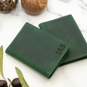 Cartera plegable con bolsillo frontal delgado. Cartera de cuero personalizada minimalista. Tarjetero plegable para tarjetas de crédito. Cartera de padrinos de boda. billetera para el