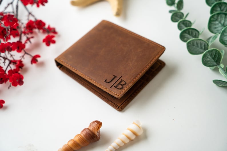 Personalized Leather Bifold Wallet, Engraved Genuine Leather Custom ...