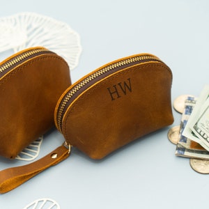 Personalized Coin Pouch Keychain, Zippered Change Purse Wallet Leather, Small Gift for Women, Graduation Gift for Her, Mom, Girlfriend Gift