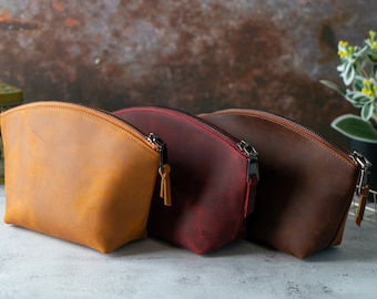 Christmas Gift For Mom, Gift For Her, Gift For Wife, Leather Makeup Bag, Custom Makeup Bag, Personalized Makeup Bag, Gift for Girlfriend