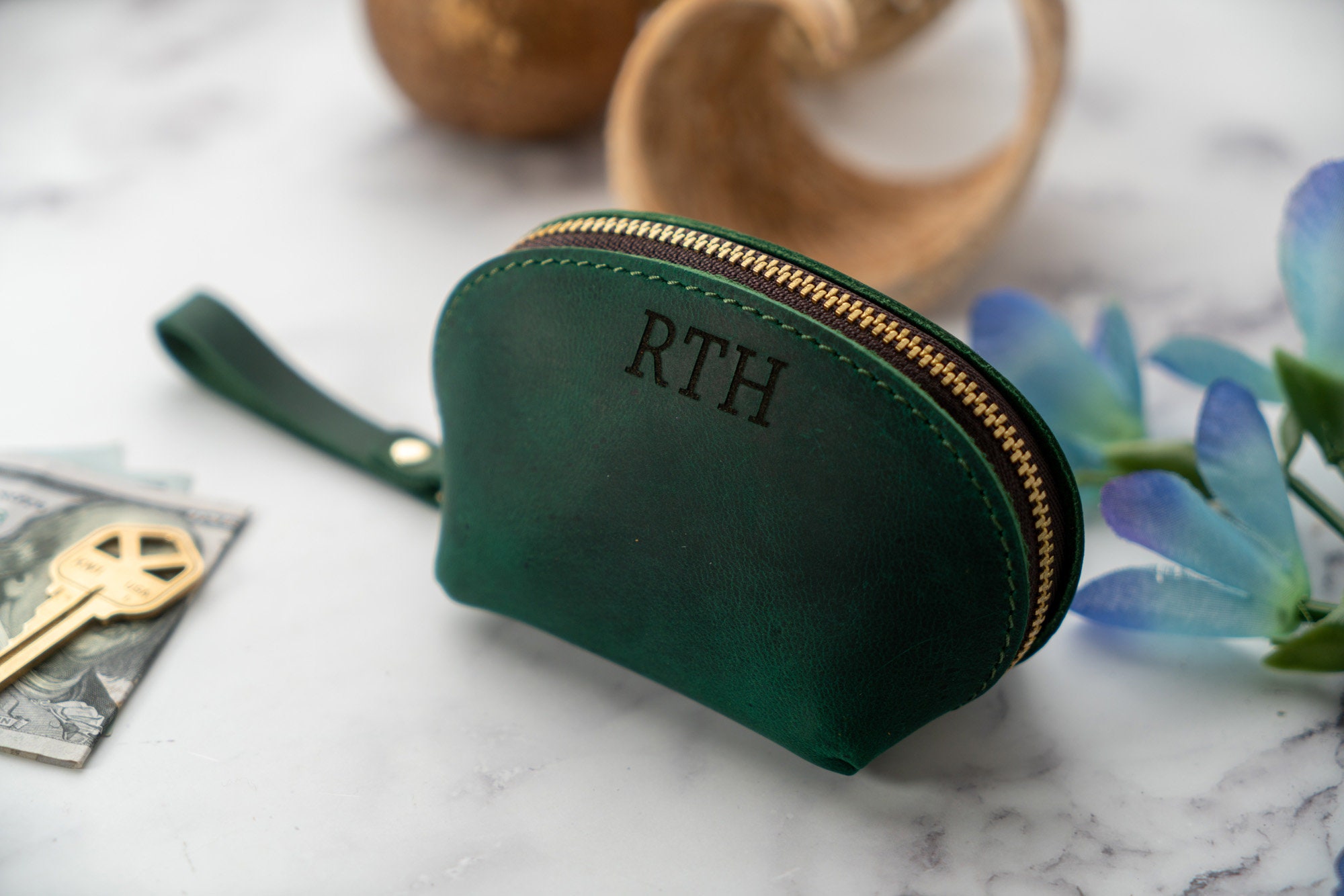 Custom Small Zipper Pouch, Small Leather Purse, Leather Coin Purse ...