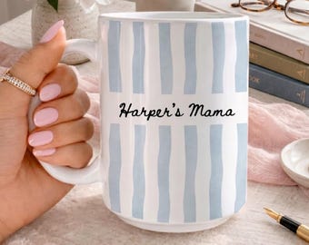 New Baby Gift for Mom: Custom Stripe Coffee Cup – First Time Mom Gift, New Parent Gift, Mother's Gift, Future Mom Gift, New Mom Mug