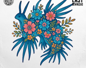 Floral Nudibranch PNG, Sea Slug Clipart, Ocean Png, Sea Bunny Png, Boho Floral Sea Slug, Sublimation Png, Digital Download