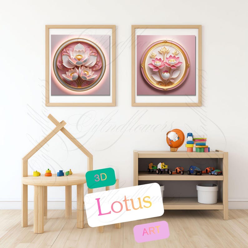 3D Lotus Wall Art | Modern Flower Design | Digital Download | Elegant ...