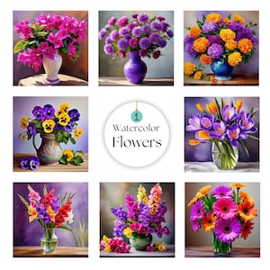 20 Watercolor Flower Clipart Bundle | Floral PNG Set | Digital Download for Wall Art, Crafts, Invitations & Scrapbooking