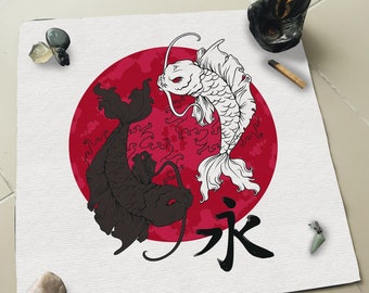 Koi Yin Yang Decorative Altar Cloth