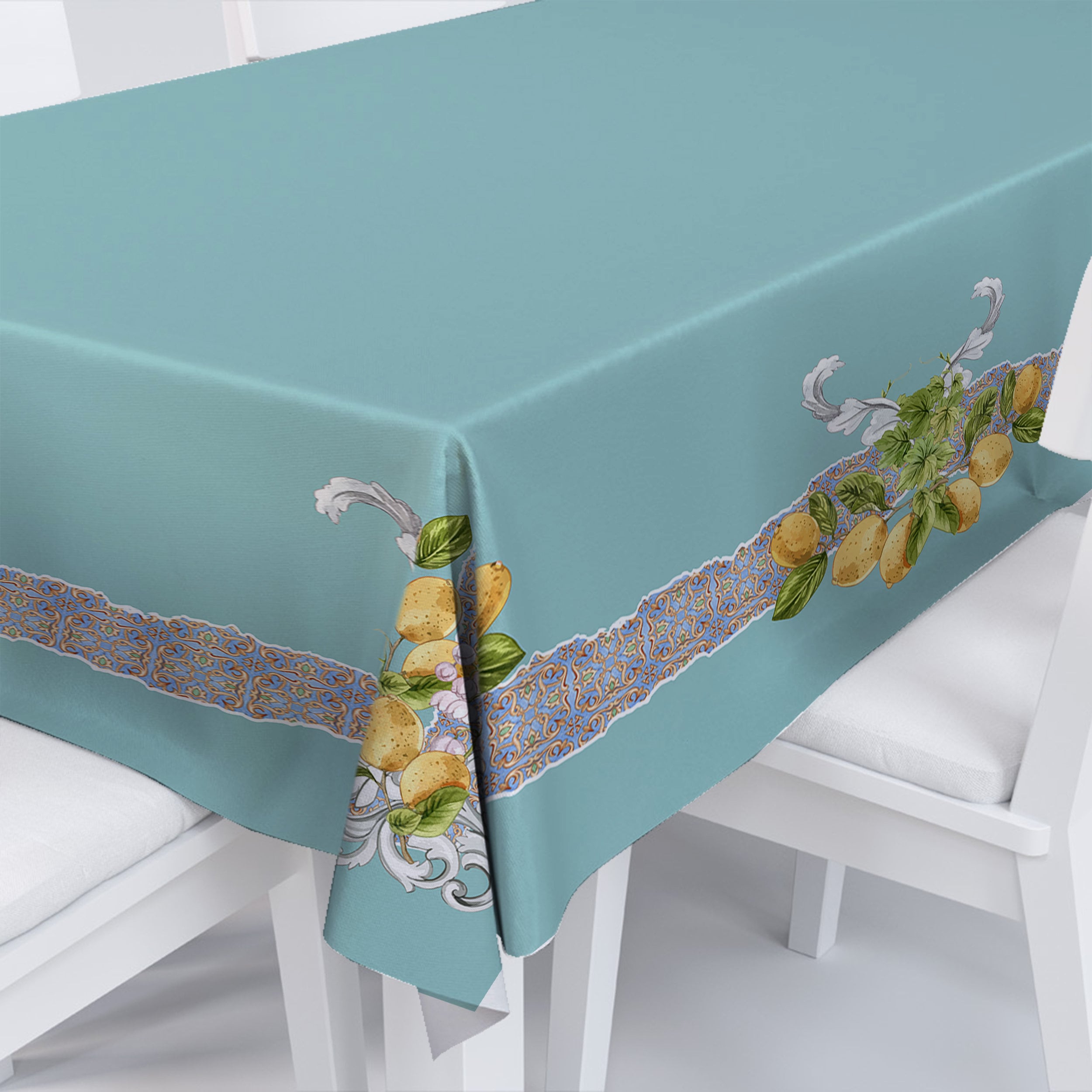 Italian Style Lemon Blossoms Themed Table Cloth