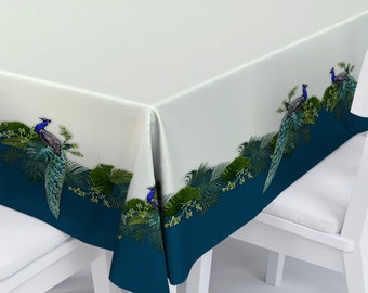 Peacock Themed Table Cloth
