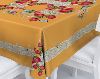 Italian Style Pomegranate Blossoms Themed Table Cloth