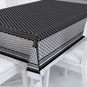 Black White Geometric Themed Table Cloth