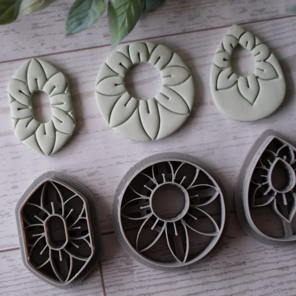 Flowers Outlines Dangle  Polymer Clay Cutters: Jewelry Tool, Earring Making