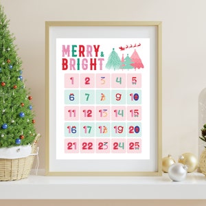 Christmas Countdown Printable, Modern Christmas Countdown Printable, Christmas Activity, Advent Calendar, Days Until Christmas, Download