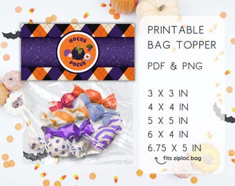 Printable Halloween Bag Topper, Halloween Bag Toppers Printable, Cookie Bag Toppers,Treat Bag Toppers,Instant Download,Trick or Treat,Spooky