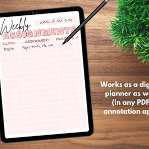 Printable Weekly Assignment Tracker, Letter, A4, Weekly Assignment ...
