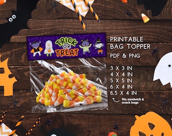 印刷可能なハロウィンバッグトッパー、印刷可能なハロウィンバッグトッパー、クッキーバッグトッパー、トリートバッグトッパー、即時ダウンロード、かわいい、不気味