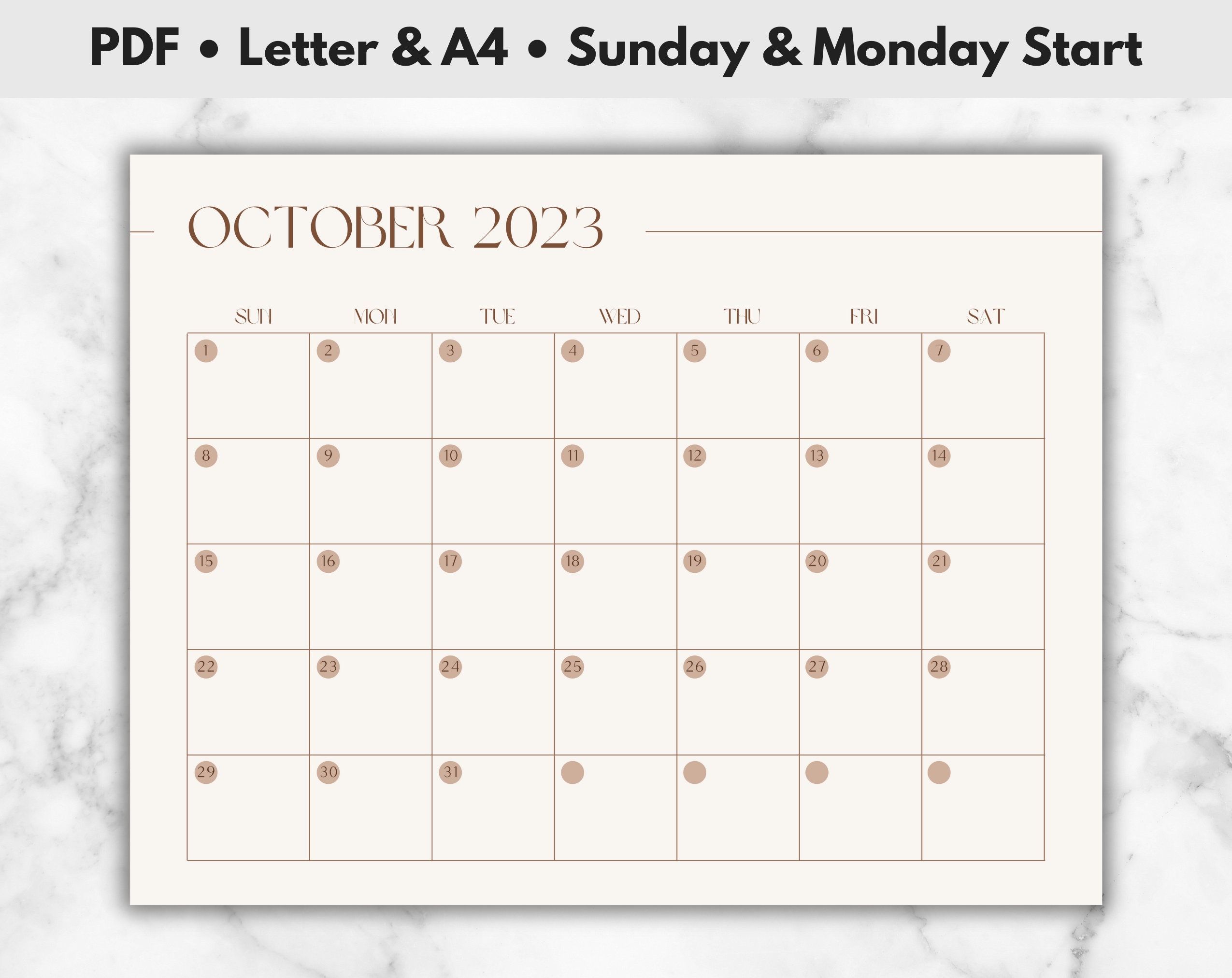 Oktober 2023 Druckbarer Kalender Oktober 2023 Druckbarer - Etsy.de