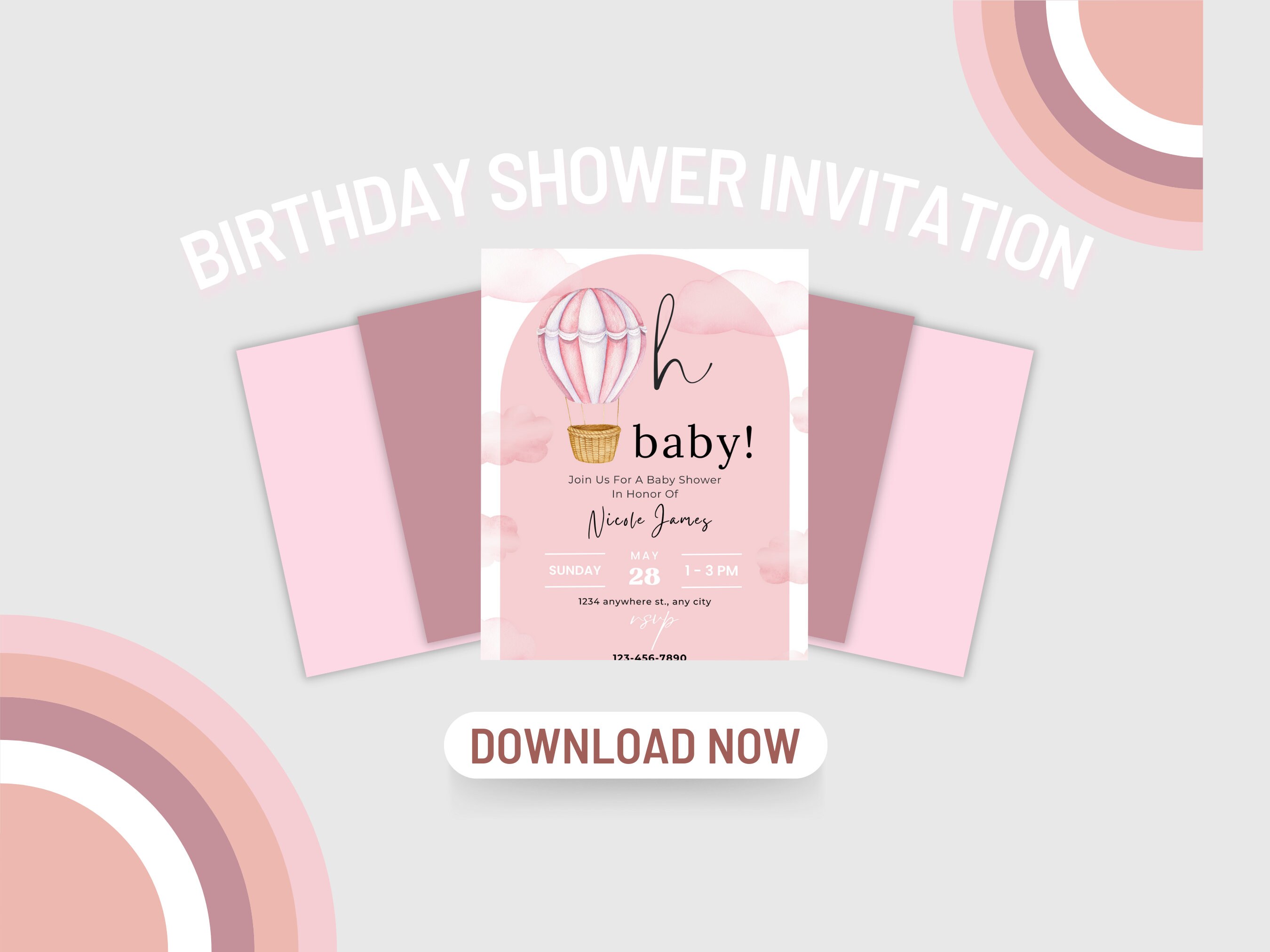 Editable Girl Baby Shower Invitation, Personalized Invite for Baby Girl ...