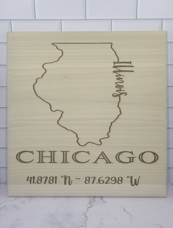 City and State/decorative Sign With City Coordinates, Laser Etched, Decor,  Wood Sign, Made to Order, Wall Art 