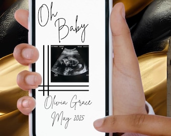 Customizable Pregnancy Phone Wallpapers/ Personalized Digital Backgrounds for Moms-to-be, Showcase Baby's Sonogram & Due Date