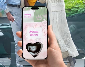 Custom Girl Phone Wallpaper/ Personalized Sonogram, Name & Due Date/ Digital Pregnancy Keepsake for Moms-to-Be/ Gift for Expecting Mothers