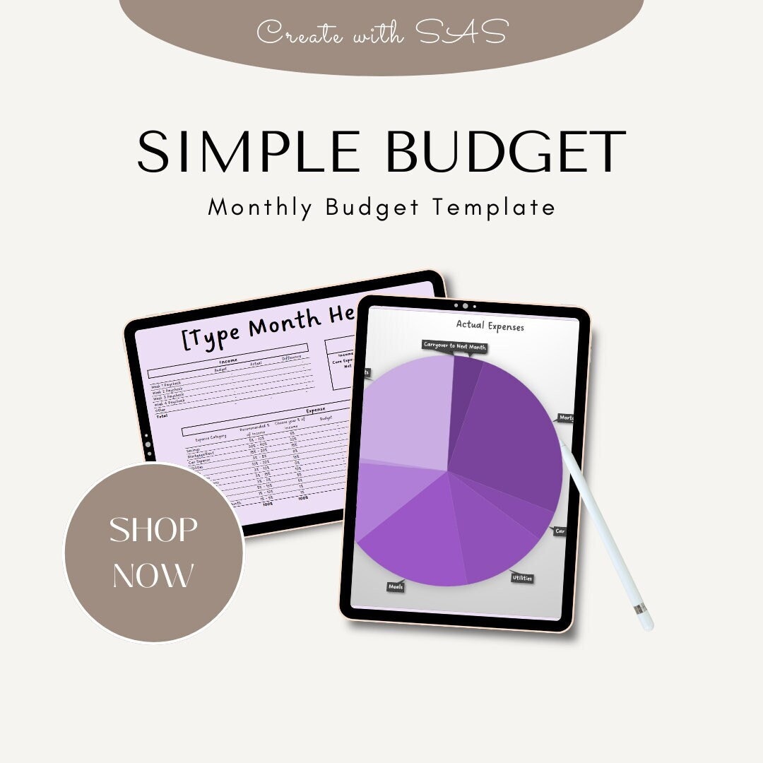Easy Budget Tool Simple Budget Planner, Easy-to-use Financial Organizer, Monthly ...